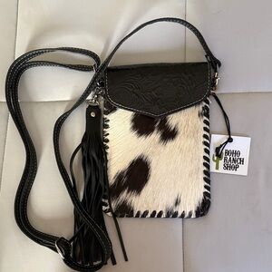 Black and White Cowhide Crossbody Bag